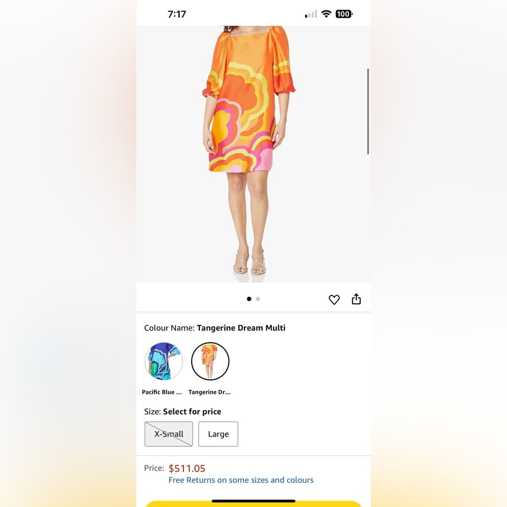 Trina Turk Graphic Relaxed Puff Sleeve Blouse in Orange and Pink - Picture 3 of 10